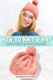 How To Knit A Hat On Straight Needles Tutorial 2019 Knit Diy Knitting Patterns Free Hats Beginner Knitting Patterns Easy Knit Hat