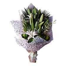 H 54 All White Lily Bouquet Flower Delivery Singapore