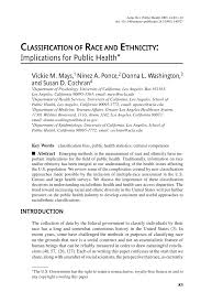 Pdf Classification Of Race And Ethnicity Implications For Public Health