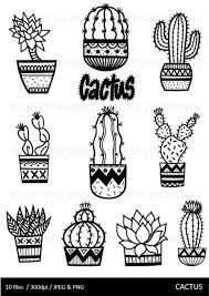 Black and white cactus vector images, illustrations, and clip art. Cactus Clip Art Cactus Cute Cactus Hand Drawn Doodles Plants Cactus Pots Plants Instant Download Clipart Succulents Cactus Prints Clip Art Cactus Cactus Print