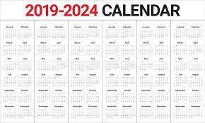All dates are subject to change. Year 2019 2020 2021 2022 2023 2024 Calendar Vector Design Templa Stock Vector Illustration Of Monthly Date 126584578