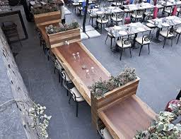 Slab Wood Table Kambala Restaurant Istanbul Steak Furniture Hardwood Tropikal Hardwood Bois Tropica Hardwood Furniture Outdoor Furniture Sets Wood Slab