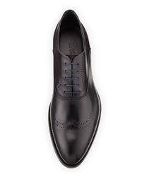 Boss Hugo Boss Gennot Perforated Wing Tip Black Dress Shoes Men Dress Shoes Mens Black Dress Shoes