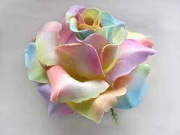3 75 Light Rainbow Silk Rose Heads Pack Of 4 Fabric Artificial Flower Wholesale Lot Wedding Decoration Rainbow Roses Silk Flower Arrangements Artificial Silk Flowers
