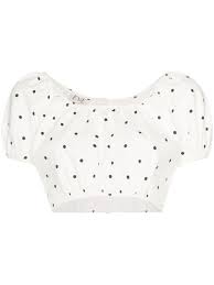Black And White Polka Dot Tank Top Georgette Cropped Polka Dot Cotton Blend Twill Top In White With Images Polka Dot Crop Tops Floral Print Crop Top Crop Tops