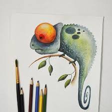 Funny Animals From Var Isgerd Instagram Var Isgerd Watercolor Watercolour Aqurelle Rabbit Chameleon Watercolor Art Chameleon Art Watercolor Animals