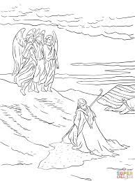 The angels sit on a cloud, looking down at isaac, who lies almost prostrate on a hillock. Abraham And The Three Angels Super Coloring In 2021 Angel Coloring Pages Coloring Pages Turtle Coloring Pages