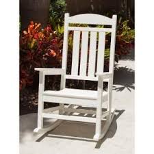 Polywood Presidential White Patio Rocker R100wh The Home Depot Outdoor Rocking Chairs Outdoor Wicker Rocking Chairs Patio Rocking Chairs
