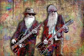 The 1968 telecaster bass also bore the unusual distinction of being briefly issued with fender's infamous pink paisley and blue floral finishes. Zz Top Poster Billy Gibbons And Dusty Hill Of Zz Top Gift Zz Top Colorful Layered Tribute Fine Art Art Rock Posters Music Art