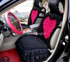 New Arrival High Quality Black And Pink Lace Heart Shape Fashion Seat Cover Car Seats Car Carseat Cover
