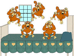 Monkeys jumping on the bed. Five Little Monkeys