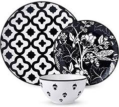 Black And White Plates And Bowls Amazon Com Wisenvoy Dishes Dinnerware Sets Ceramic Plates And Bowls Sets 12 Piece Plate Set Bla In 2020 Ceramic Dinnerware Set Dinnerware Sets For 12 Dinnerware Sets