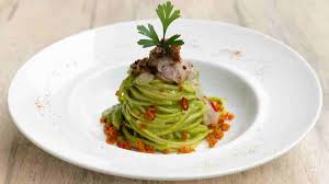 Ingredienti 200 g pasta (tipo farfalle) 1 zucchine 10 pomodorini ciliegino 1 mozzarella q.b. Ricetta Video Spaghetti Con Pesto Di Zucchine Gamberi E Pomodorini