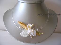 Large choix d'accessoires de décoration de mariage champêtre. Collier Mariage Ras Du Cou Champetre Ivoire Et Blanc