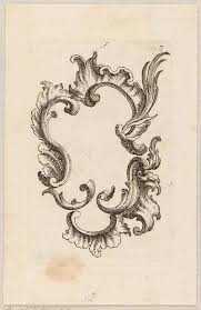 Orzechowe drewno w oryginalnym, stanie zachowania. Rocaille Kartusche Blatt 3 Aus Der Folge Kartuschen Europeana