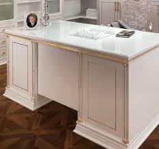 White Executive Desk With Gold Trim And Accents Feminine Desk For The Home Office Governors D White Executive Desk Executive Office Decor Modern Office Desk