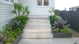 The Front Entrance To Fusion Landscape Designs Office We Used Industrial Checker Plate To Provide A Funky N Front Yard Landscaping Yard Landscaping Front Yard