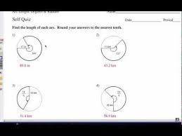 Worksheet to calculate arc length and area of a sector (degrees). How To Find Arc Length Self Quiz Youtube