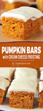 A Perfect Fall Dessert Delicious Pumpkin Bars With Cream Cheese Frosting Pumpkin Dessert Desserts Baking