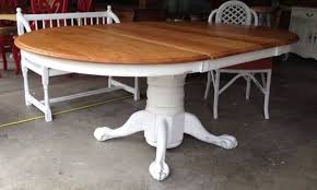 Vintage Oak Claw Foot Table Refinish Top Lightly Distressed Pure White Annie Sloan Chalk Paint Finish On Base By Home Girl Dining Table Diy Furniture Table