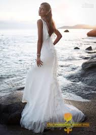 Wholesale Beach Simple A Line Chiffon Wedding Dresses V Neck Sleeveless Backless Lace Ruffles Flouncing Flo Chiffon Wedding Gowns Wedding Dresses Wedding Gowns