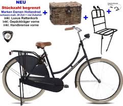 Damen Hollandrad 28 Zoll Schwarz Matt Komplett Mit Luxus Korb In Braun Hollandrad Nostalgie Fahrrad Fahrrad