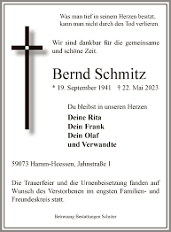 Traueranzeigen von Bernd Schmitz