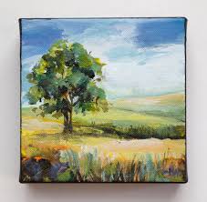 Abstract Landscape Painting On Canvas Orignal Acrylic Scenery Canvas Wall Art Nature Inspired Su In 2020 Canvas Painting Landscape Etsy Painting Blue Flower Painting
