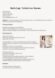 Free Radiographer Resume Writing Help Best Radiology Technician Resume Example