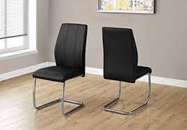 monarch specialties i 1076 2 piece dining chair 2pcs 39 h leather look chrome black dining chairs side chairs dining dining chair upholstery