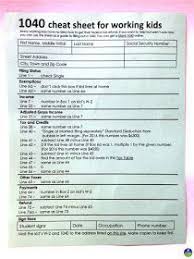 1040 Income Tax Cheat Sheet For Kids Consumer Math Life Skills Lessons Family And Consumer Science