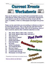 Current Events Printables Use With Any Article Great For Informational Text Current Events Worksheet Current Events Activities Social Studies Classroom