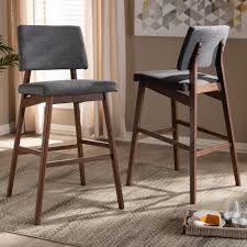 Baxton Studio Colton Mid Century Modern Dark Gray Fabric Upholstered And Walnut Finished Wood Bar Stool Set Walmart Com In 2020 Wood Bar Stools Modern Bar Stools Mid Century Bar Stools