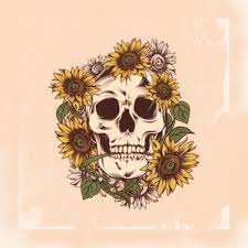 Sunflowers And Skull Wallpaper Grunge Cute Skull Wallpaper Sunflower Art Print Art