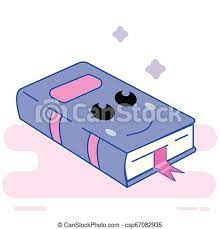 Kawaii Apartamento Estilo Emoji Character Livro Caricatura Kawaii Cute Olhos Modernos Apartamento Roxo Canstock