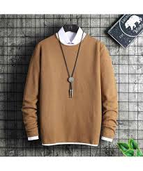 Free shipping on orders over $50. Camel White Lining Round Neck Plain Pull Over Sweater Mens Sweaters Jumpers Online 1628mclo