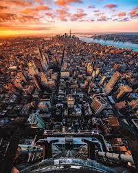 Birds Eye View Of New York City High Above Manhattan At Sunset By Tom Jauncey Birds Eye View City Birds Eye