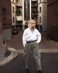 Black And White Cargo Pants Womens Stylish Outfit With Black Ankle Boots White Shirt And Cargo Pants Fashion Ladies Tops Fashion Womens Fashion