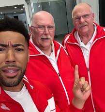 Jake From State Farm with Andy Reid and Fake Andy Reid 🤣🤣🤣🤣 📸:  @jakefromstatefarm