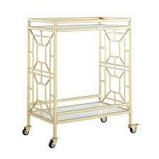 Enjoy free shipping on most stuff, even big stuff. Posh Livingposh Living Lynn Modern Glass And Metal Bar Cart In Gold White Dailymail