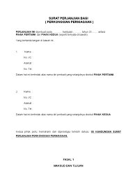 Contoh surat perjanjian perkongsian gawe cv mp3 & mp4. Contoh Perjanjian Bersama