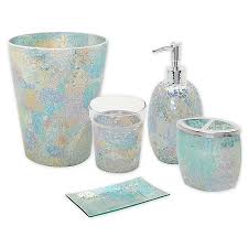 Mason jar glass soap dispenser. India Ink Aurora Cracked Glass Bath Accessory Collection Bed Bath And Beyond Canada