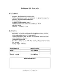 Bookkeeper Job Description Template Job Description Template Office Manager Job Description Job Description