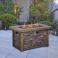 Crawford outdoor square liquid propane fire pit with lava rocks. Propane Gas Fire Pits