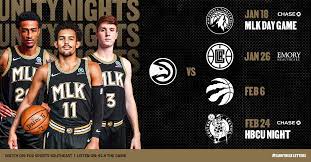 Atlanta hawks boston celtics brooklyn nets charlotte hornets chicago bulls cleveland cavaliers detroit pistons indiana pacers miami heat milwaukee bucks new york knicks orlando magic philadelphia 76ers toronto atlanta hawks. On The Hardwood Atlanta Hawks Honor Legacy Of Martin Luther King Jr In First Of Season Long Unity Nights