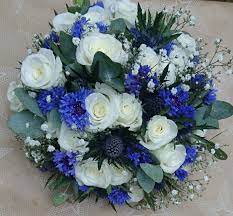 White Rose Thistle Cornflower Gypsophila And Eucalyptus Bridal Bouquet Cornflower Wedding Bouquet Cornflower Bridal Bouquet Blue Wedding Bouquet