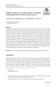Pdf Academic Integrity In An Online Culture Do Mccabe S Findings Hold True For Online Adult Learners