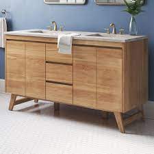 Find ideas for bathroom vanities with double the space, double the storage, and double the style. When It Comes To Rounding Out Your Bathroom Remodel Your Vanity Is A Central Fixture Worth Bathroom Vanities Without Tops Teak Bathroom Double Bathroom Vanity