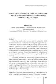Pdf Perhitungan Premi Asuransi Jiwa Dwiguna Pasutri Sebagai Penerapan Pembelajaran Matematika Ekonomi
