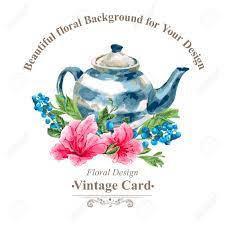 Maybe you would like to learn more about one of these? Invitation Vintage Card With Blueberries Pink Tropical Flowers And Teapot Watercolor Vector Illustration Royalty Free Cliparts Vectors And Stock Illustration Image 38741520